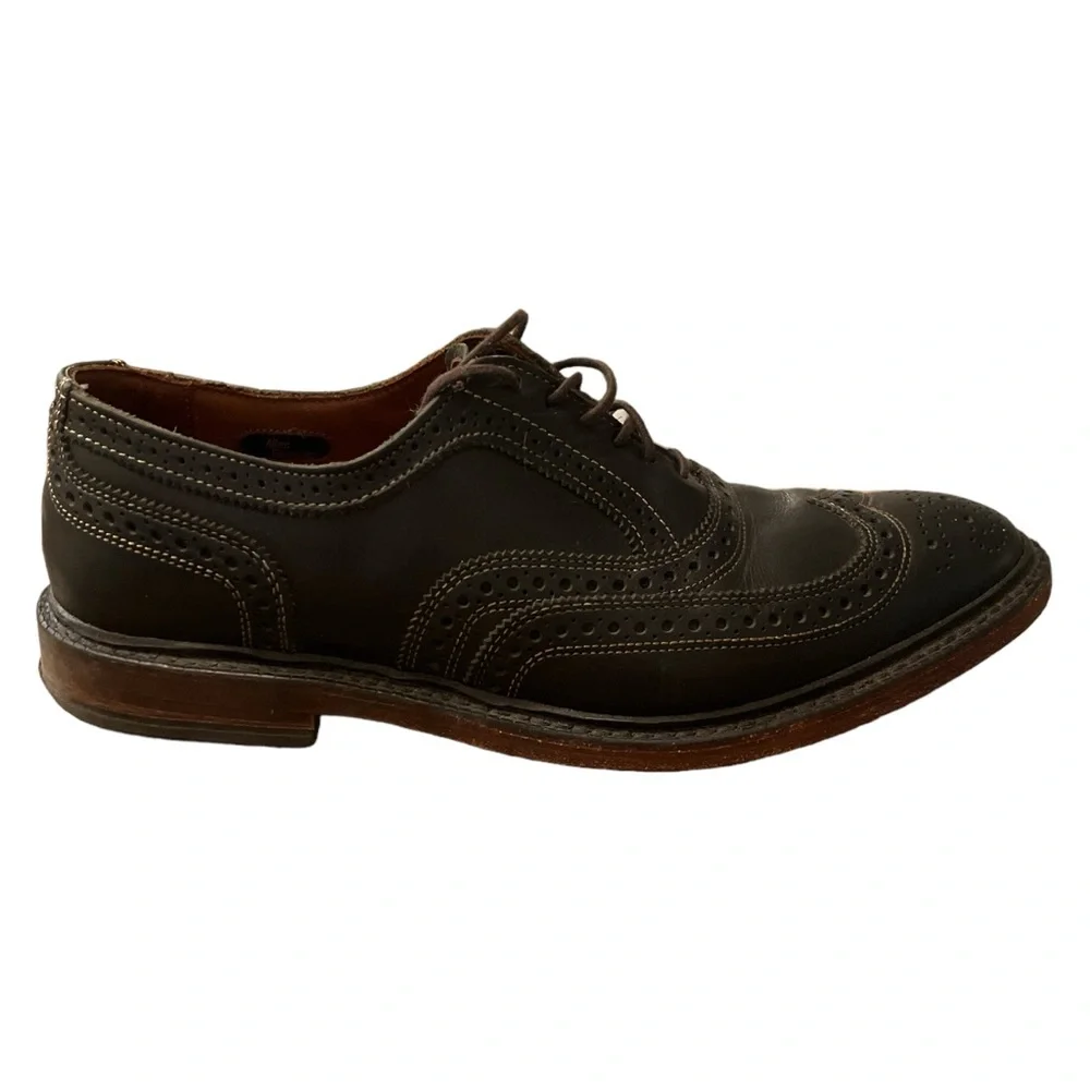 ALLEN‎ EDMONDS McTavish Size 9.5 Black Leather Oxford Lace Up Wingtip Shoes
